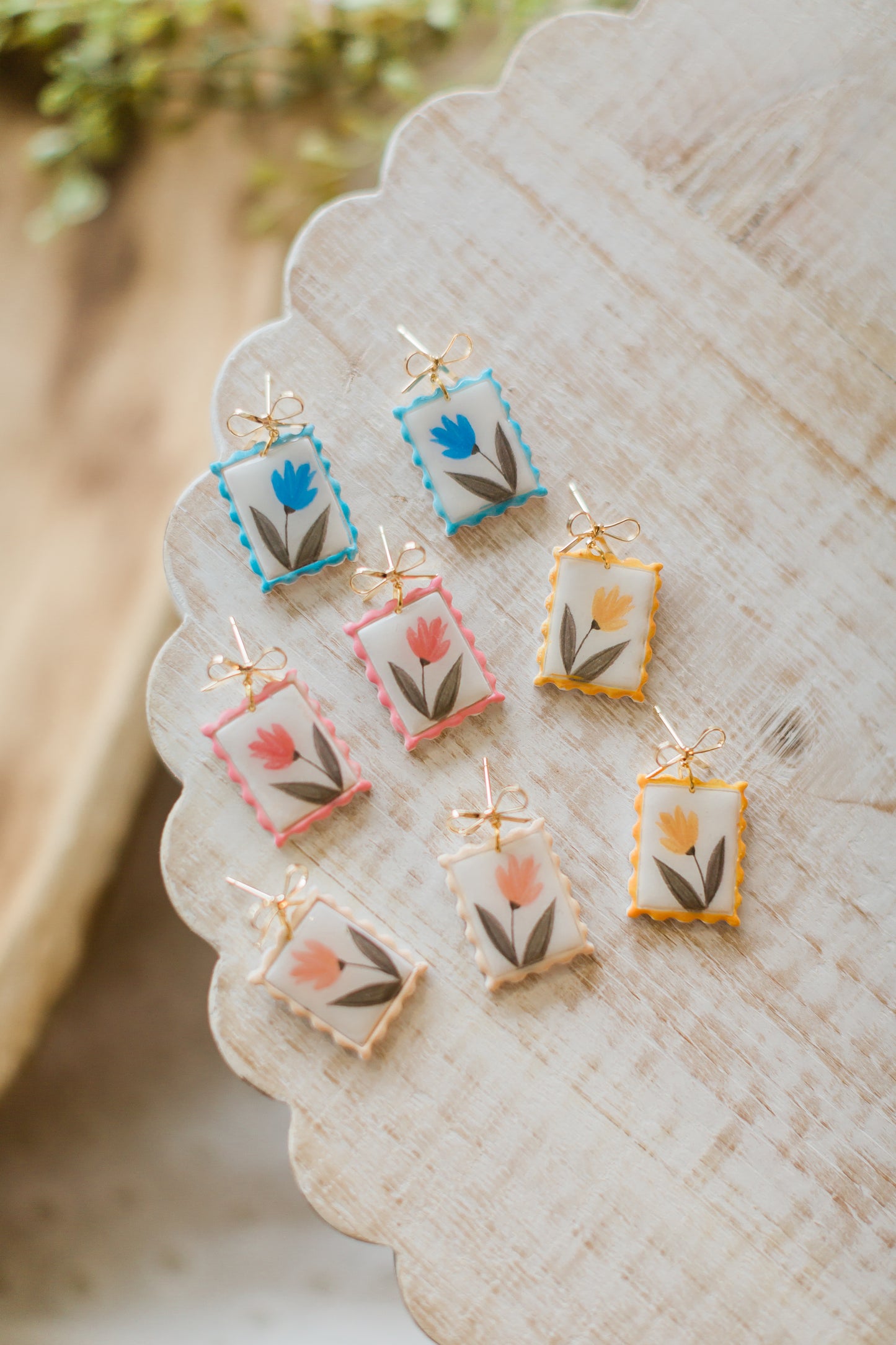 Hand painted Stamp dangles