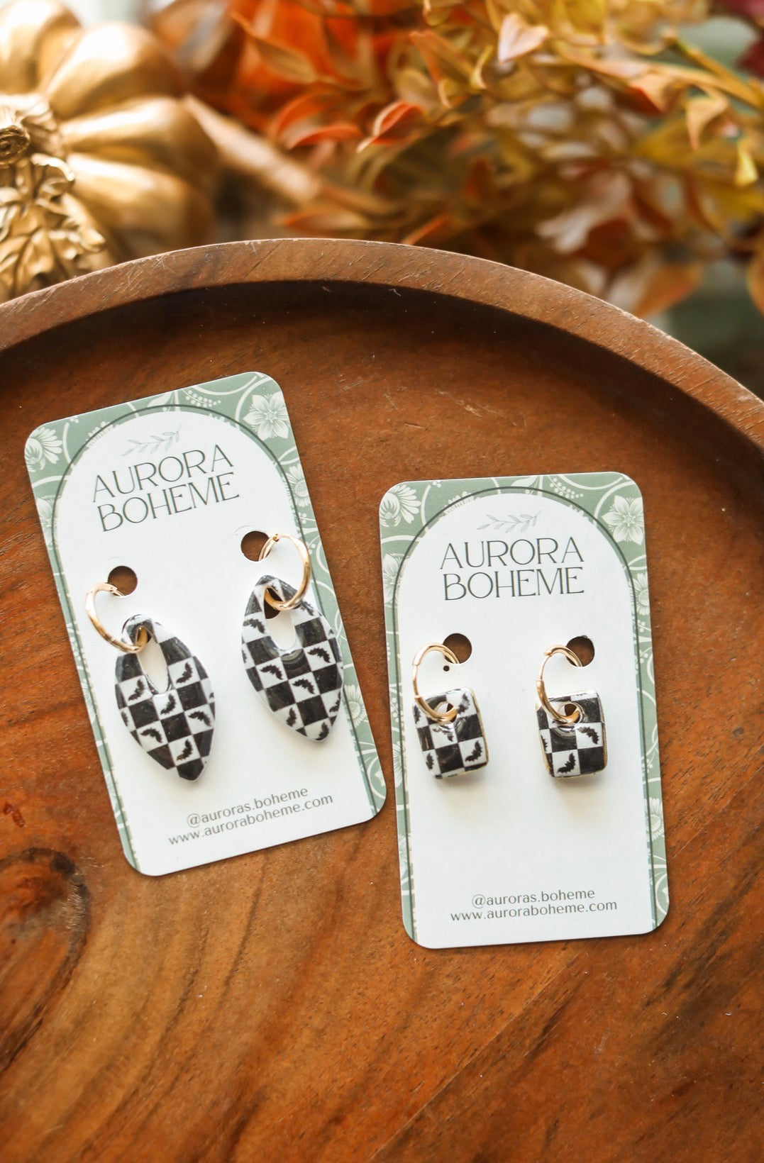 Spooky Bat Checkered Charm dangle