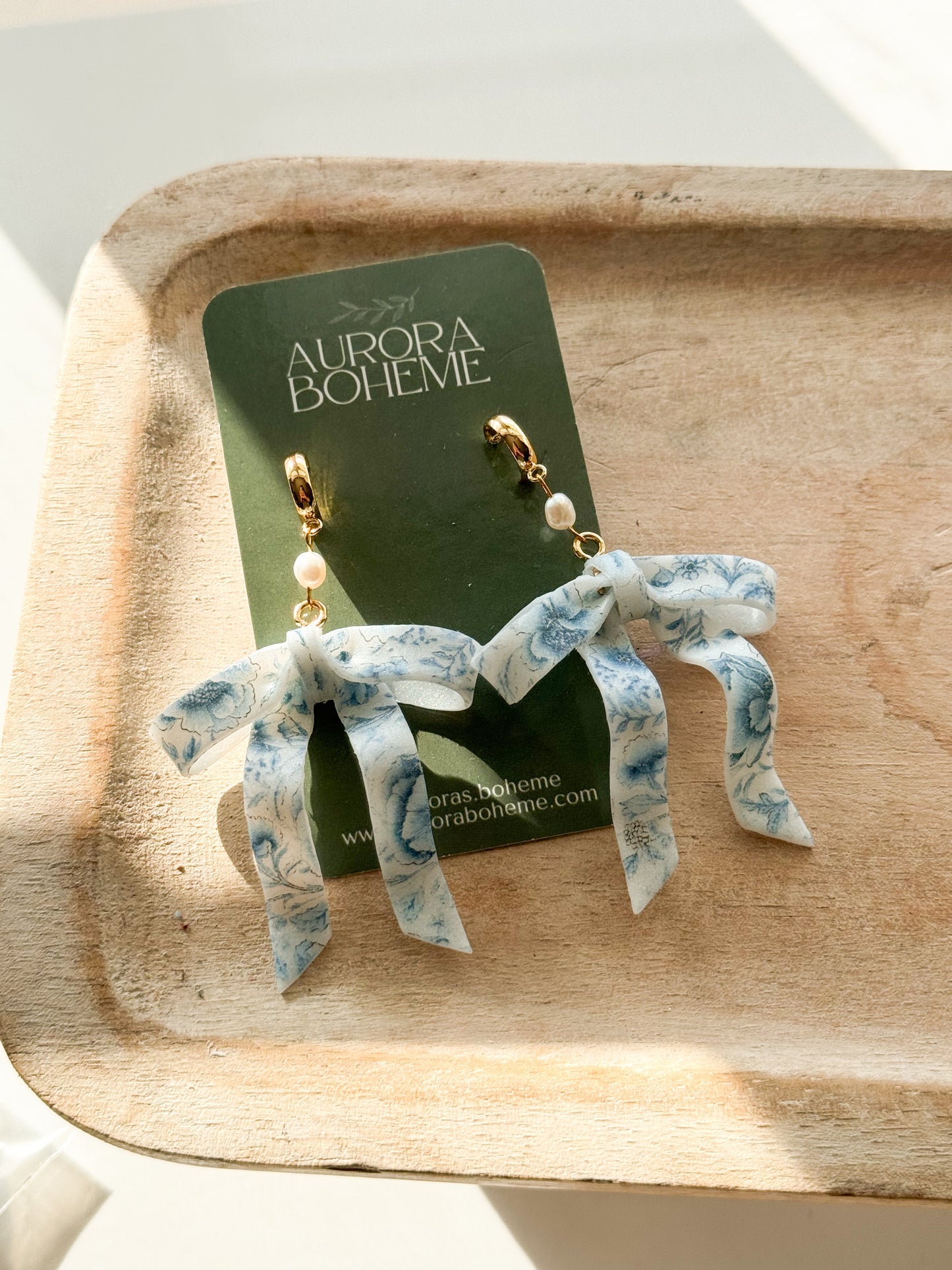 Pearl & Vintage Ribbon Dangle