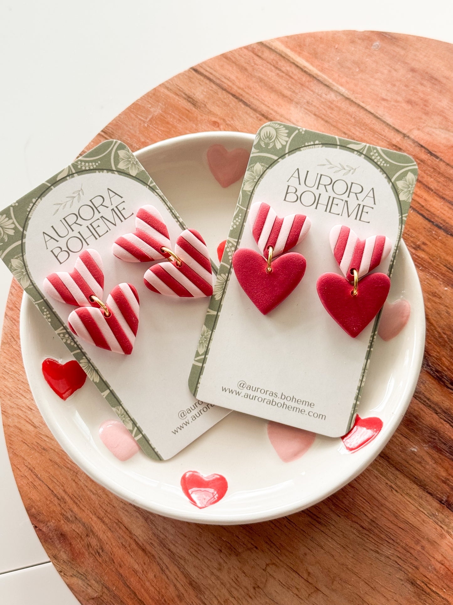 Striped Heart Dangles