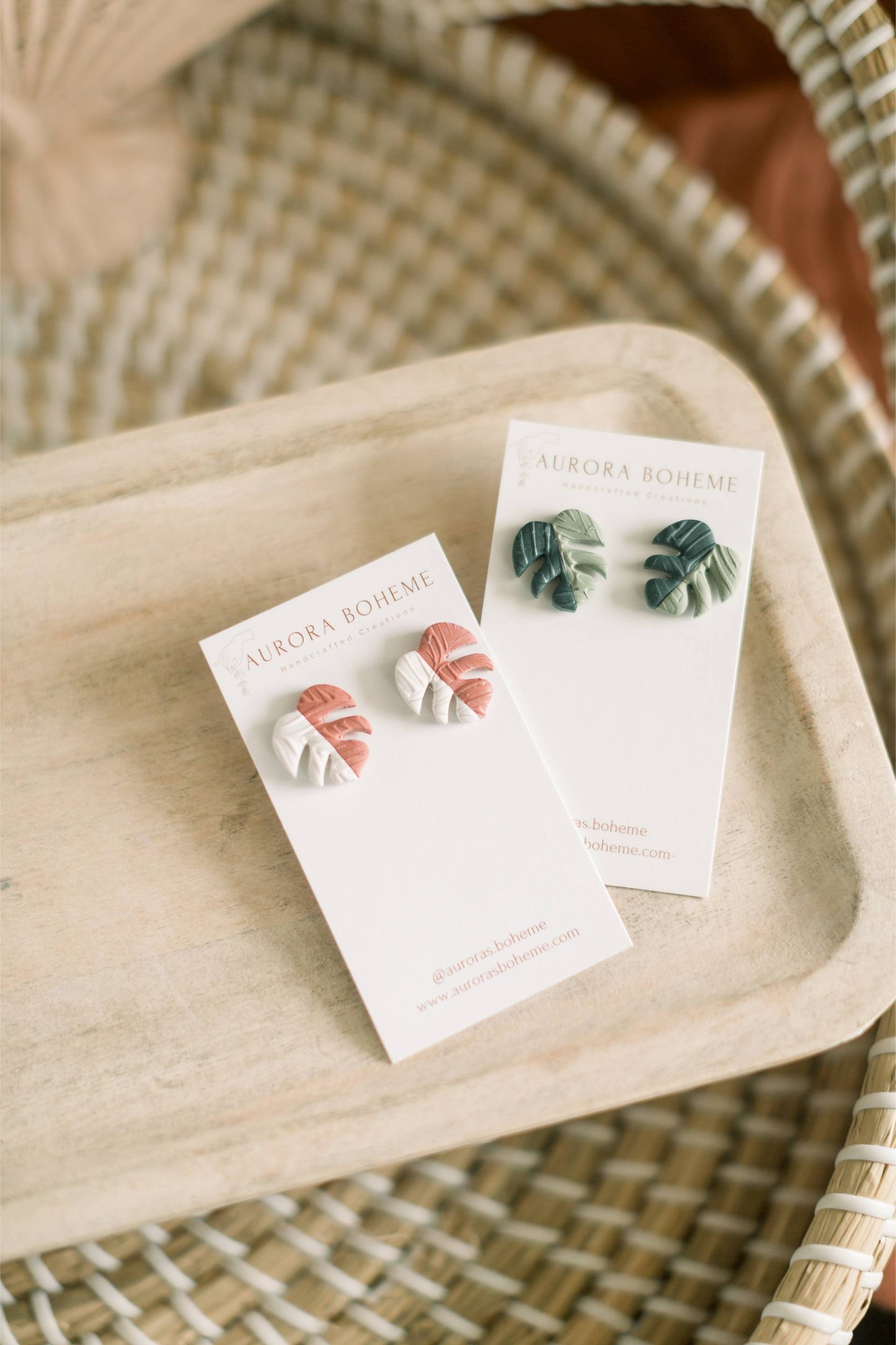 Two Tone Monstera Studs