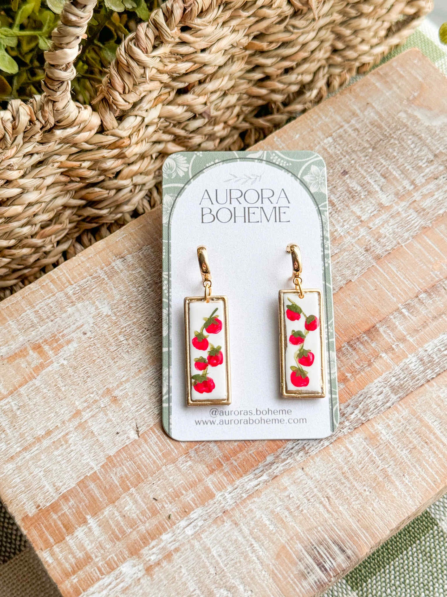 Handpainted Tomato Long Dangle
