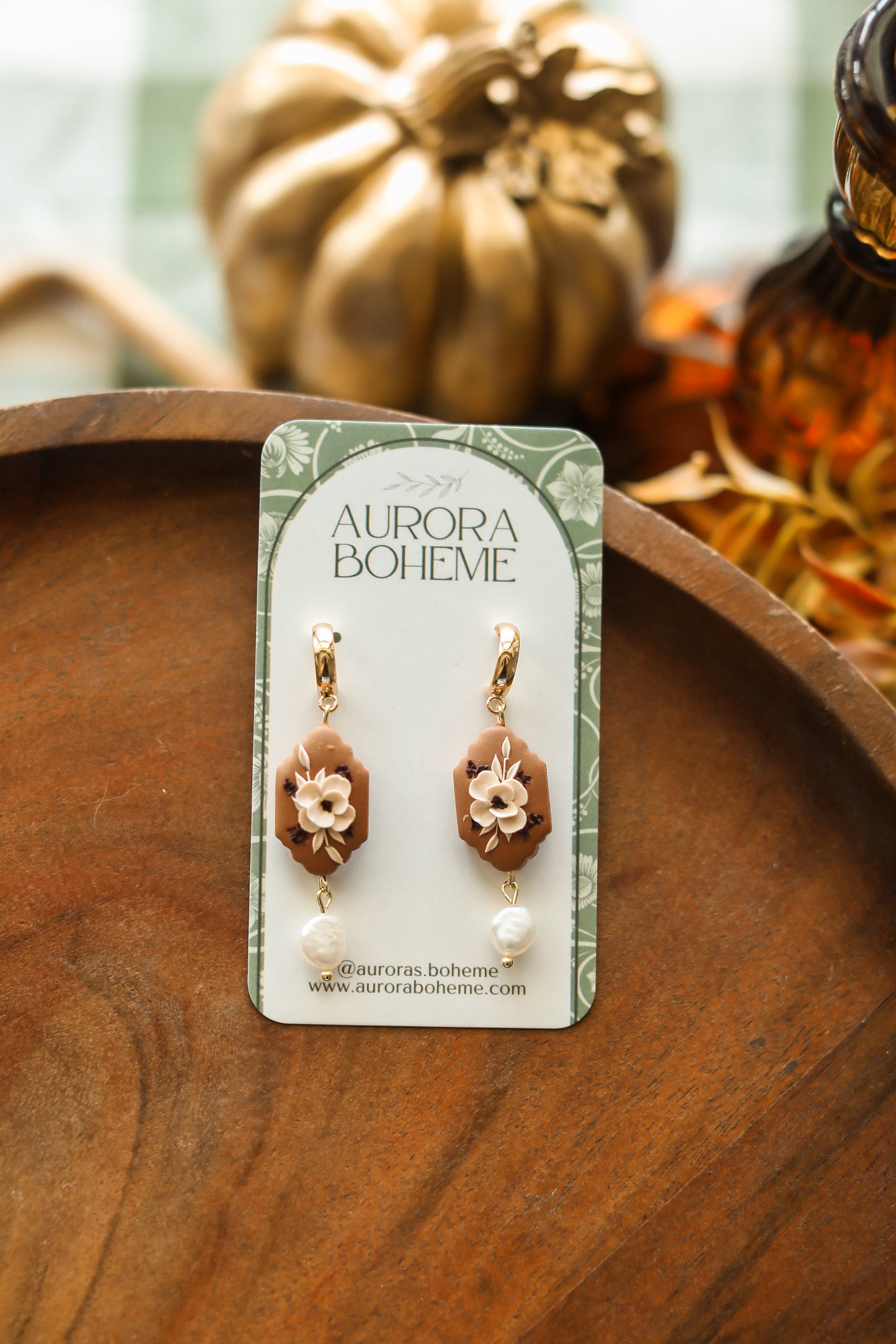 Pumpkin & Cream Floral Ornate Charm