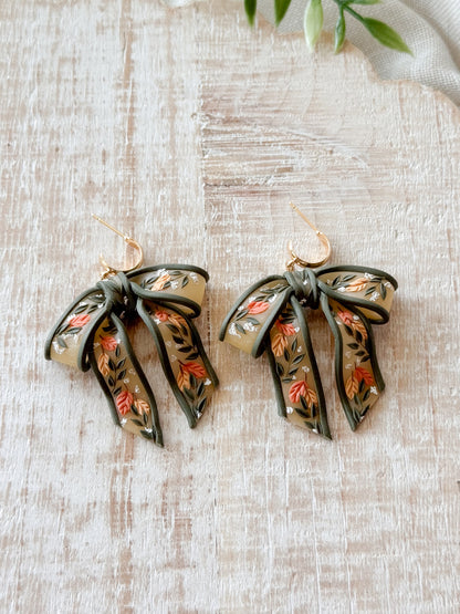 Autumn Leaves Floral Sheer Bow