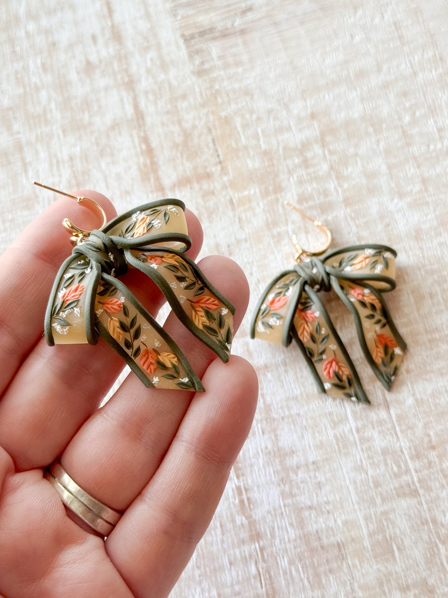 Autumn Leaves Floral Sheer Bow