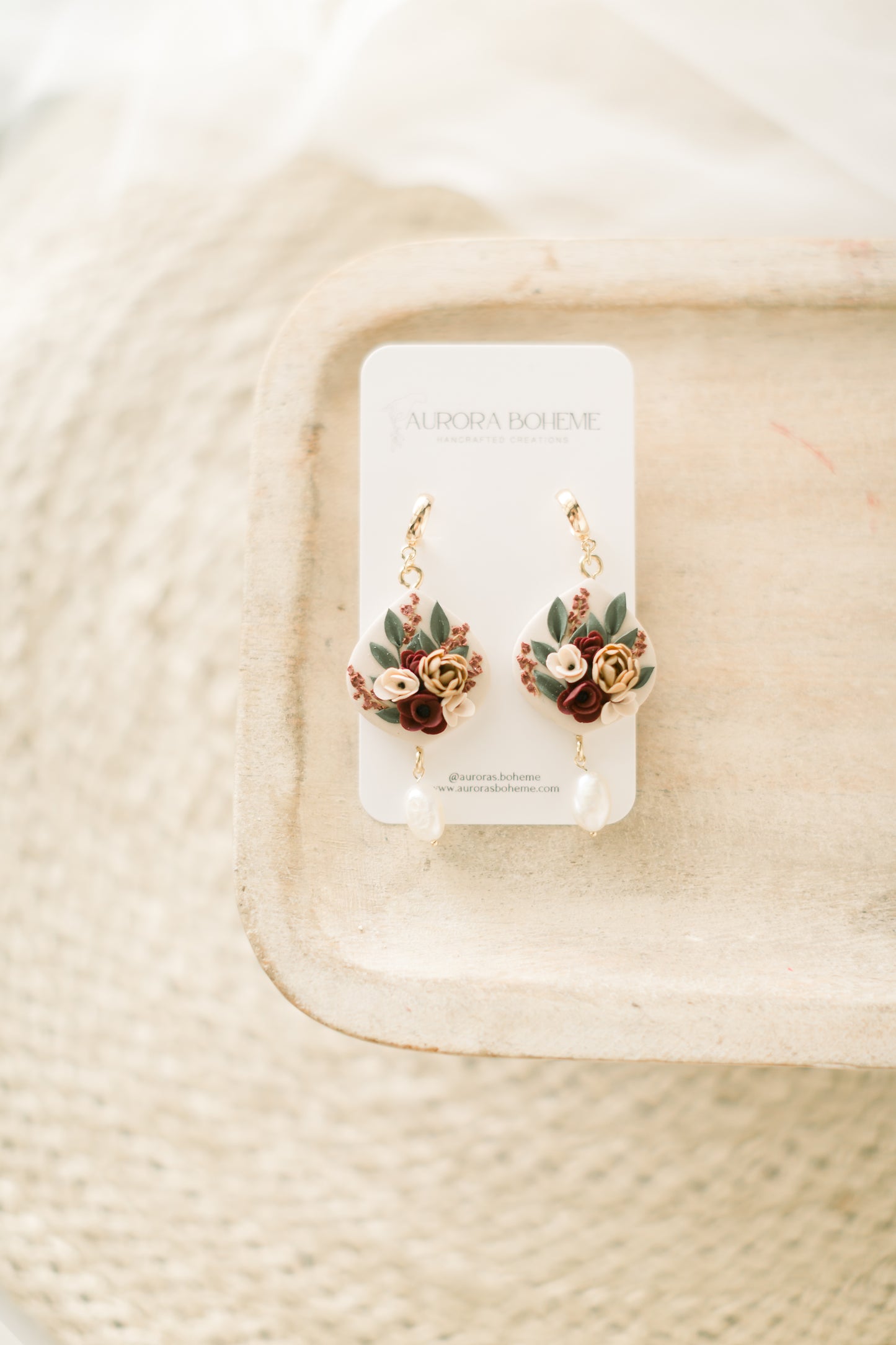 White Autumn Floral Dangle