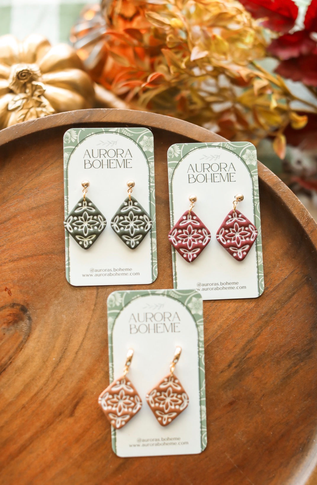 Embossed Diamond Autumn Dangle