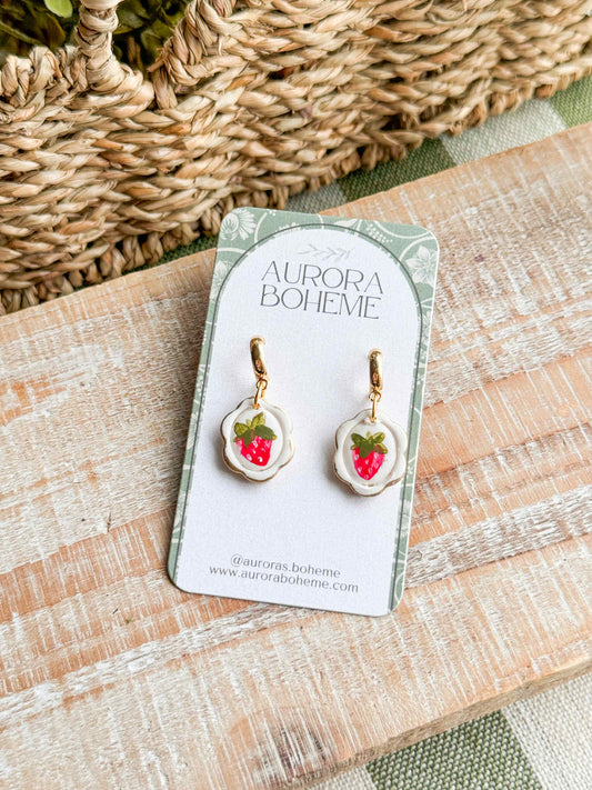 Hand painted Strawberry Dangle