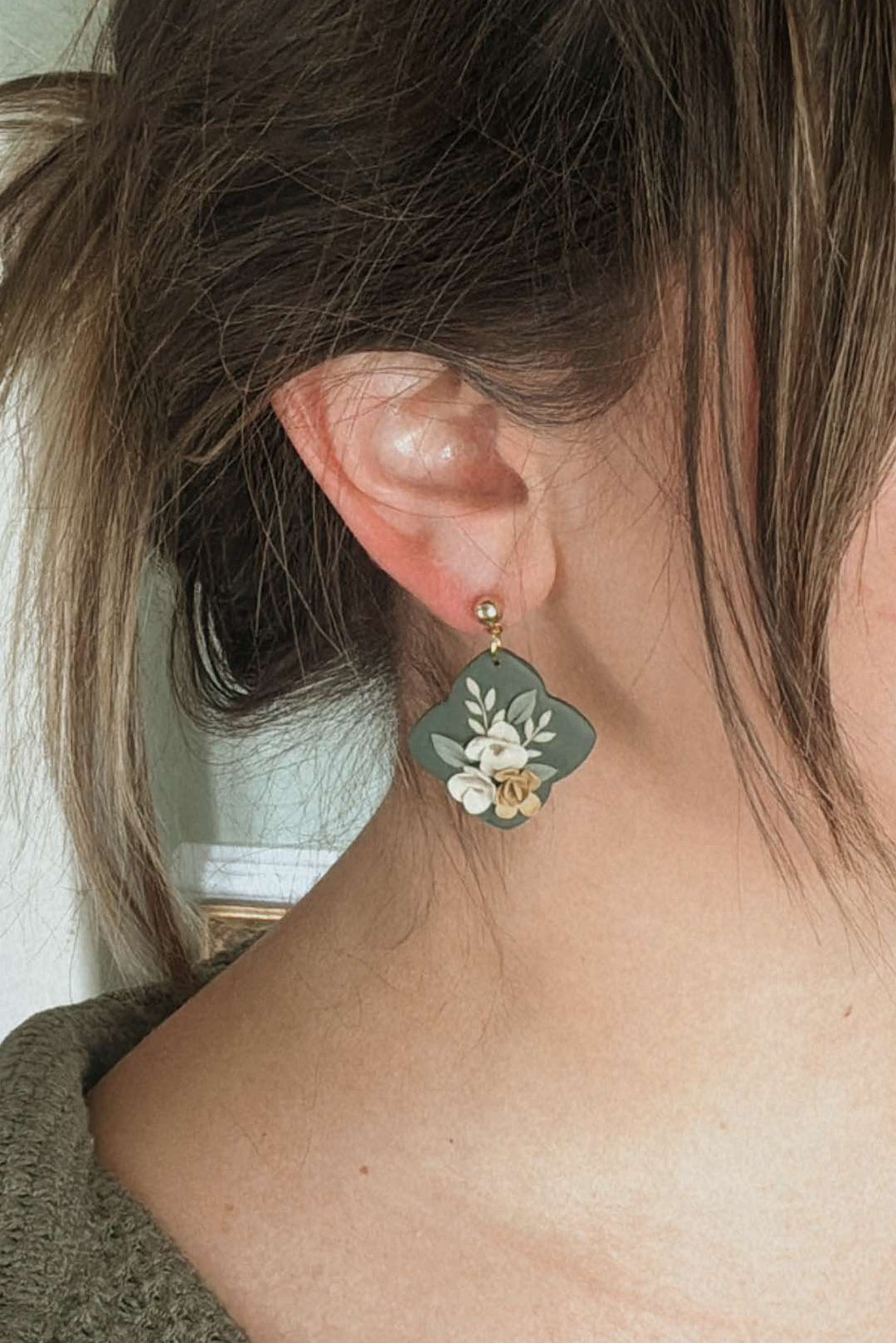 Emerald Floral Dangle