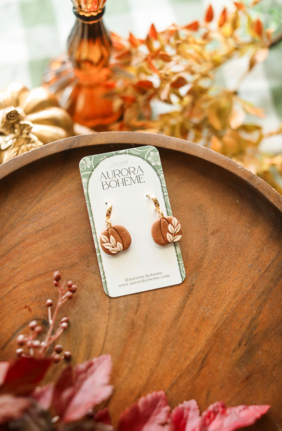 Teeny Pumpkin & Vine Dangle