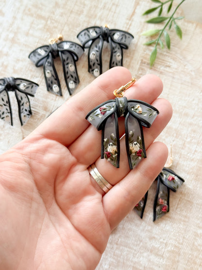 Ghostie Midnight Floral Black Sheer Bows