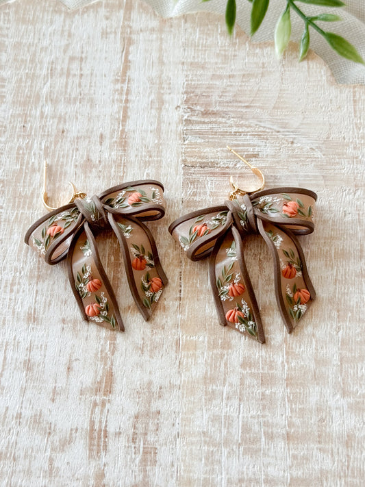 Pumpkin & Vine Brown Sheer Bows