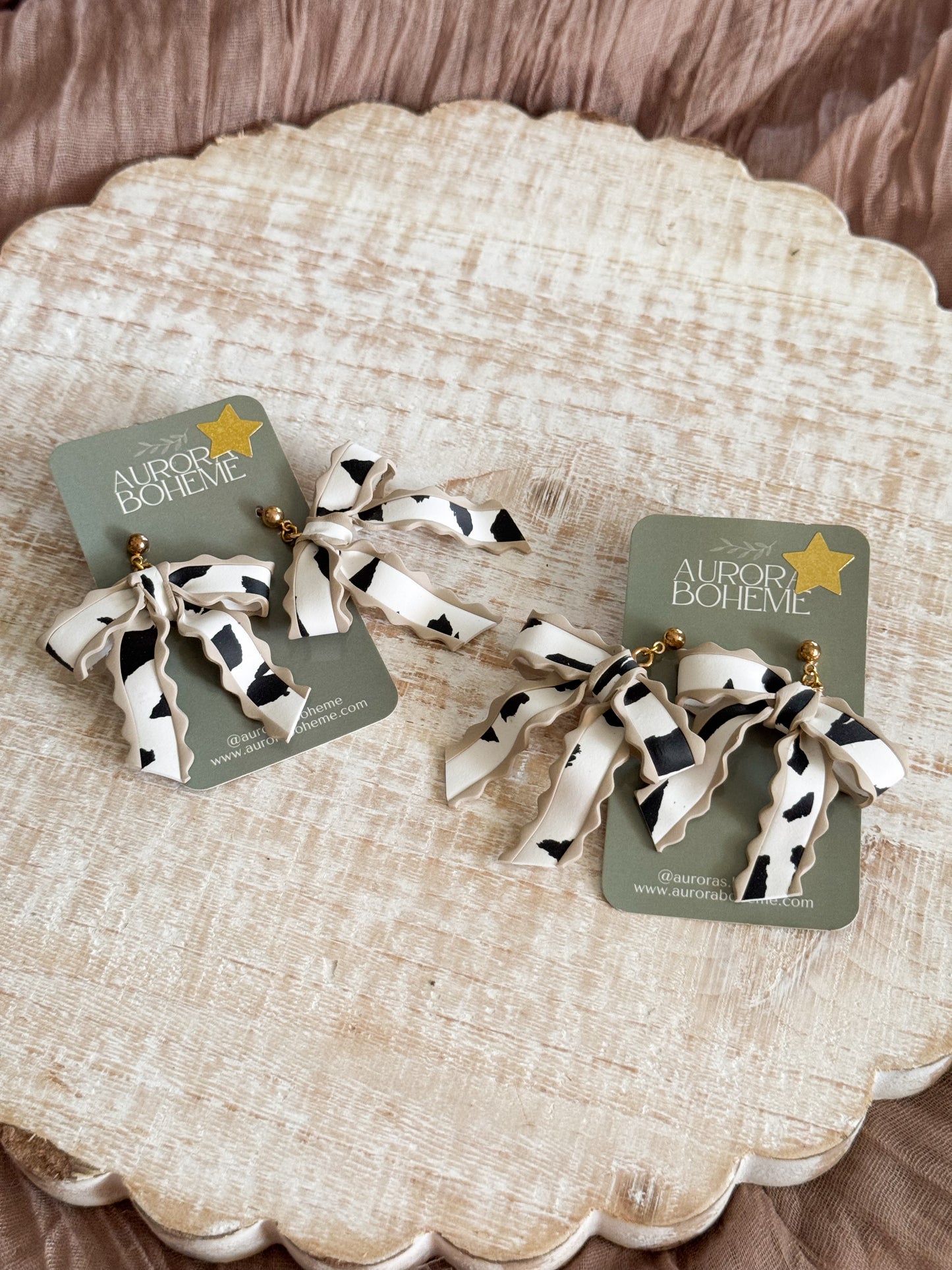 Cow print bow