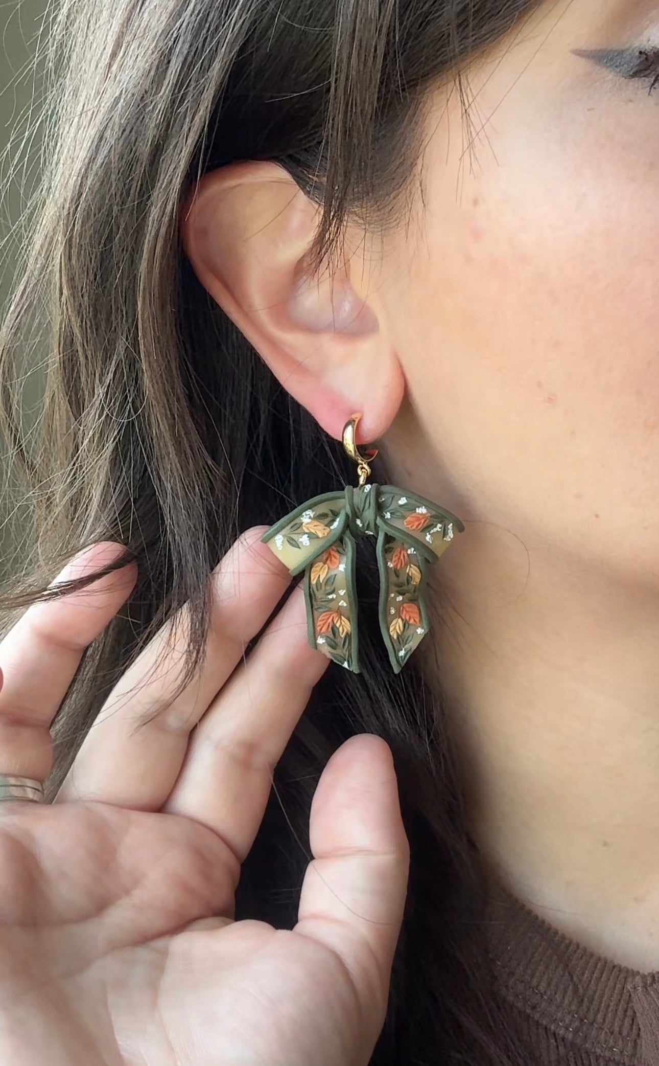 Autumn Leaves Floral Sheer Bow