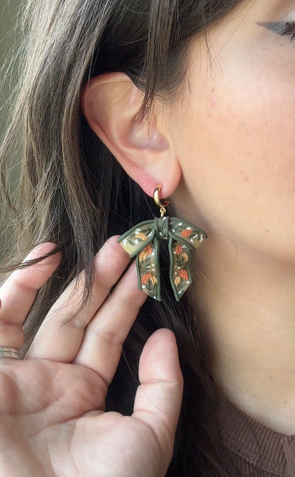 Autumn Leaves Floral Sheer Bow
