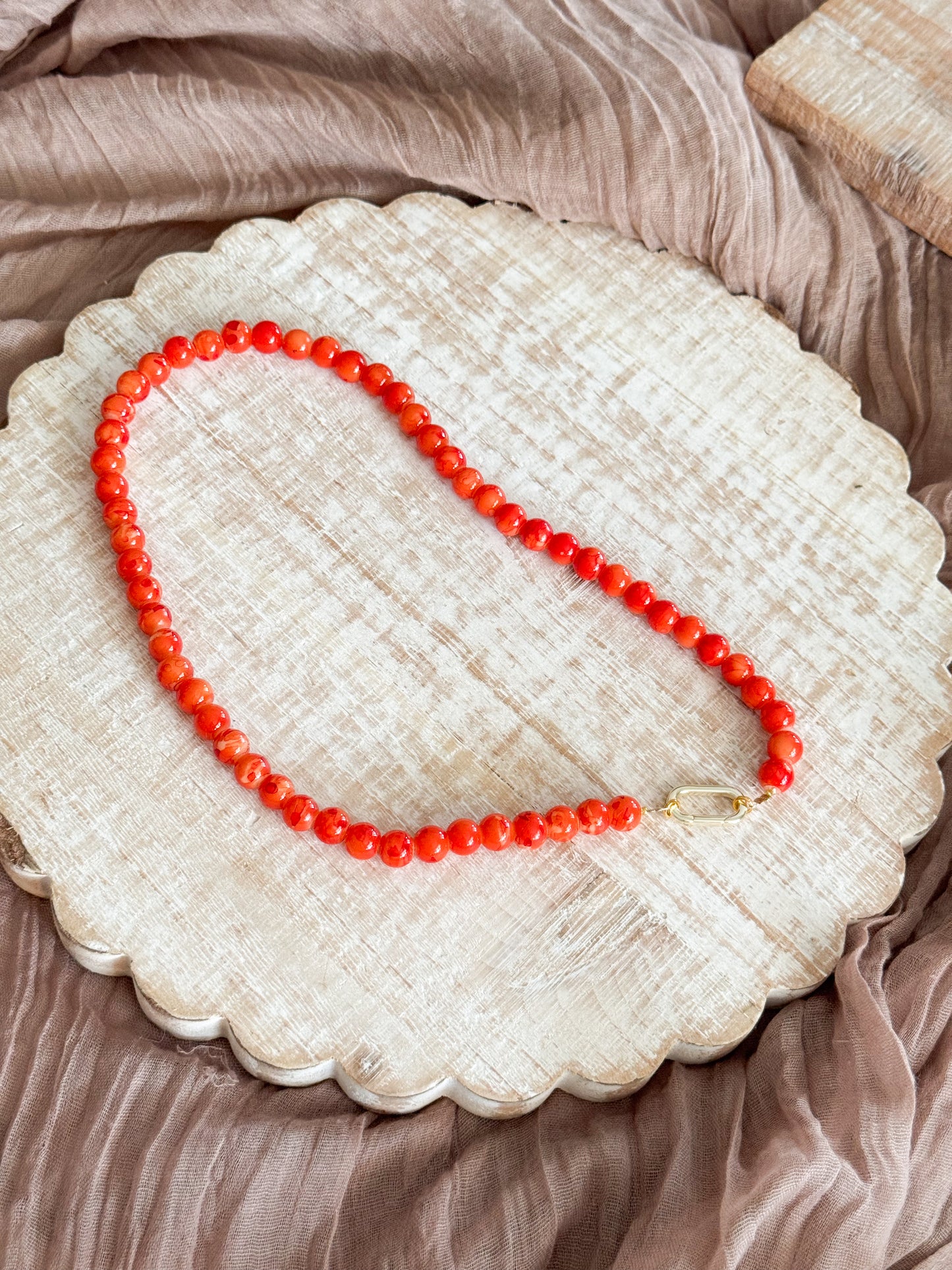 Orange Beaded Charm necklace
