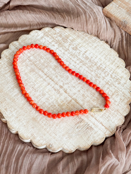 Orange Beaded Charm necklace