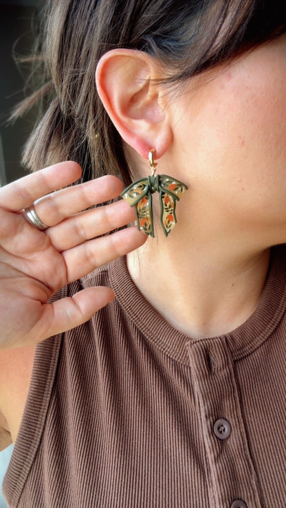 Autumn Leaves Floral Sheer Bow