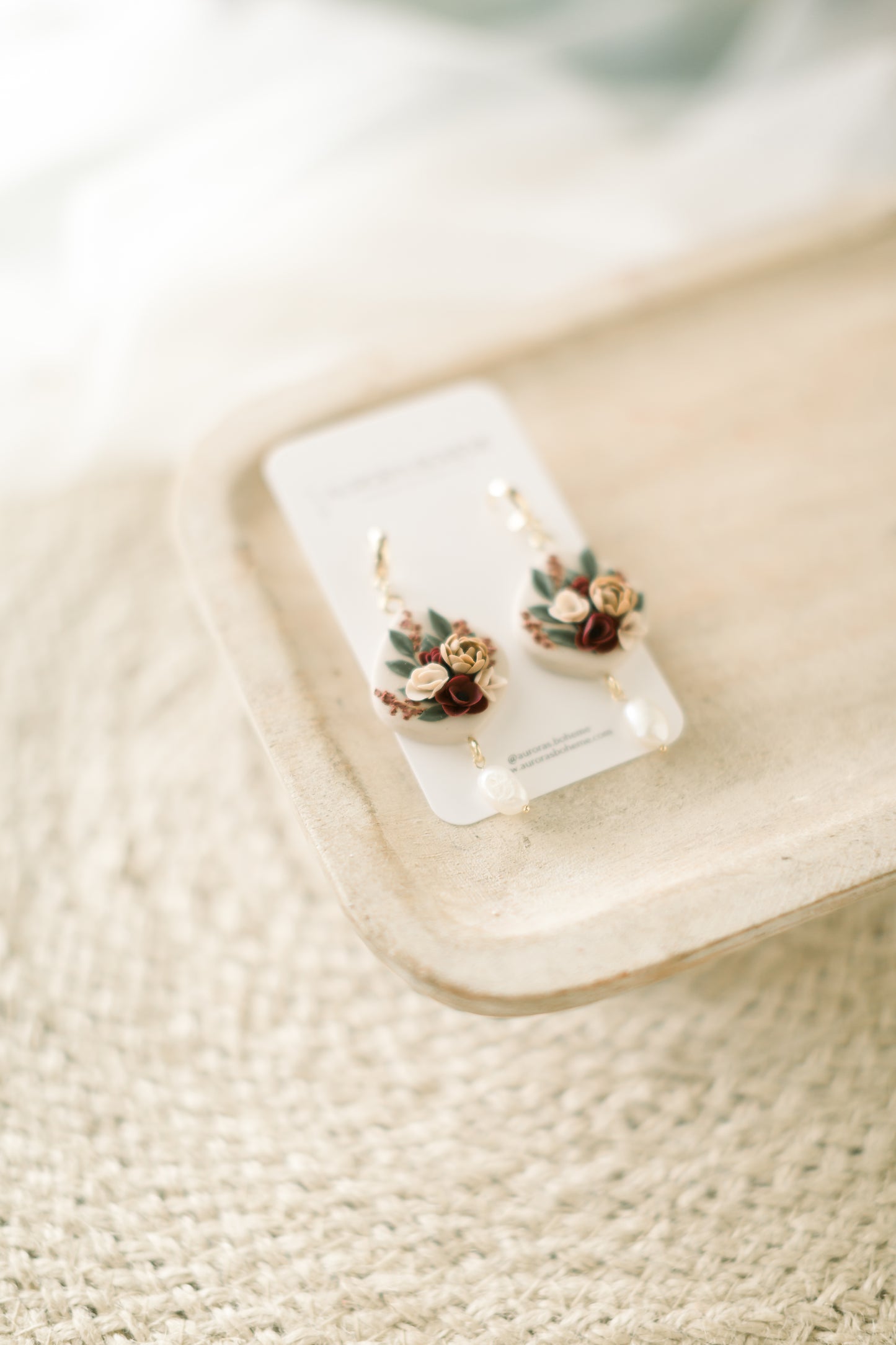 White Autumn Floral Dangle