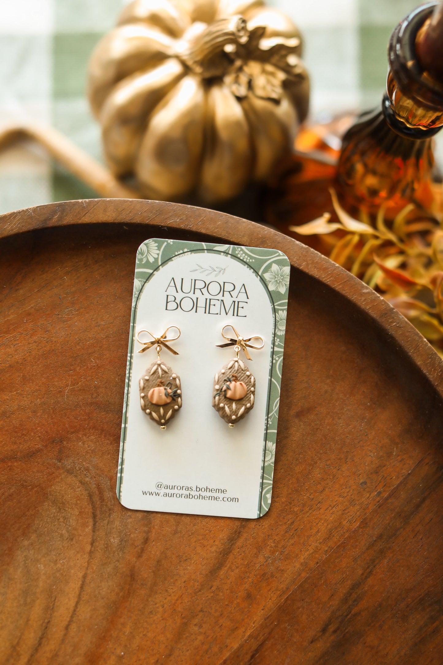 Neutral Pumpkin Floral Ornate Charm