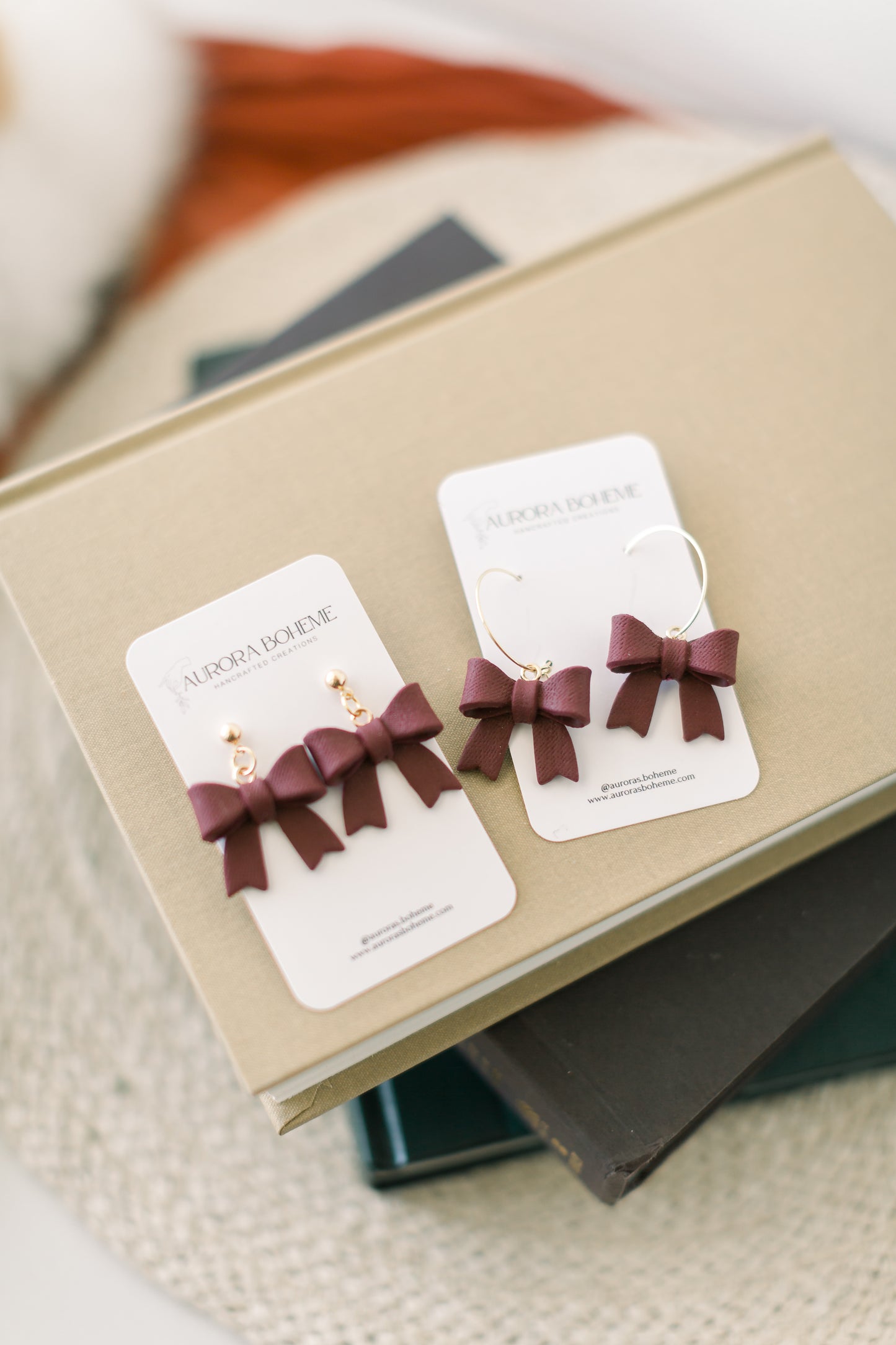 Plum Red Textured Bows