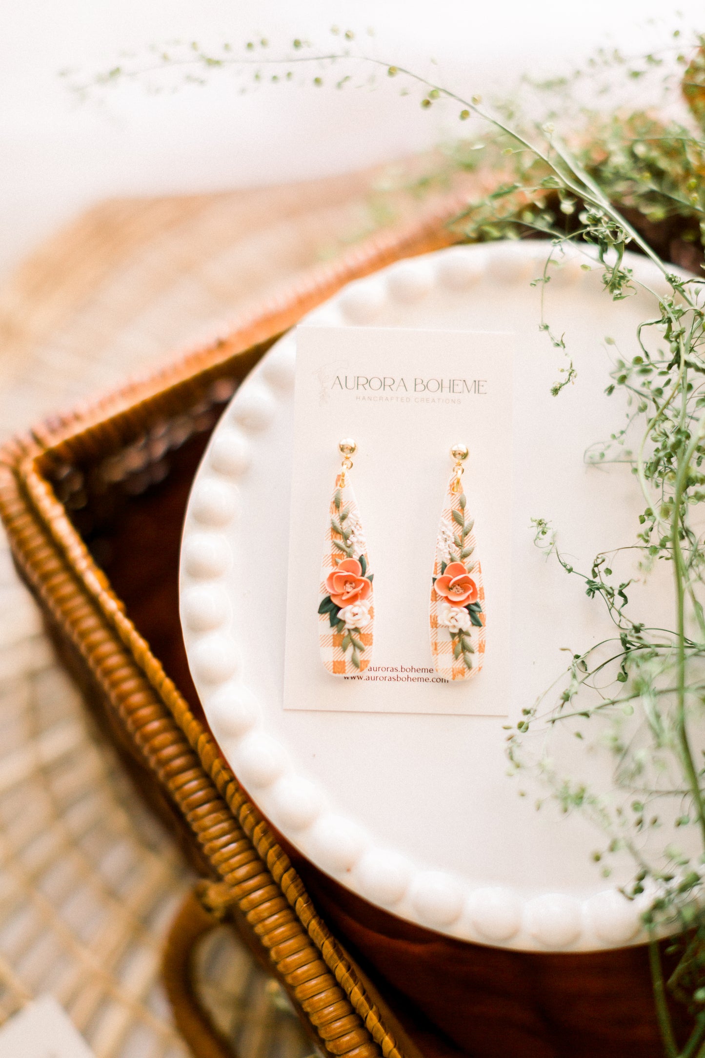 Orange Picnic Floral Dangle